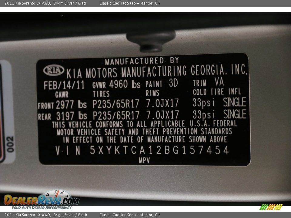 2011 Kia Sorento LX AWD Bright Silver / Black Photo #19