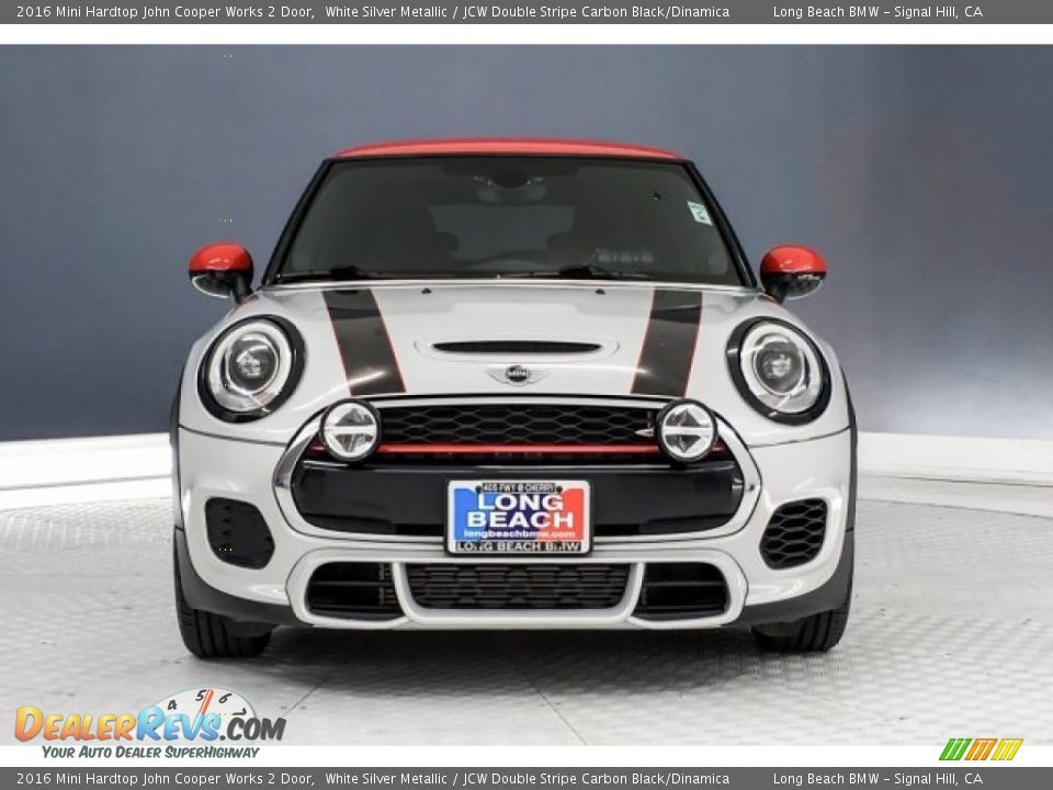 2016 Mini Hardtop John Cooper Works 2 Door White Silver Metallic / JCW Double Stripe Carbon Black/Dinamica Photo #2