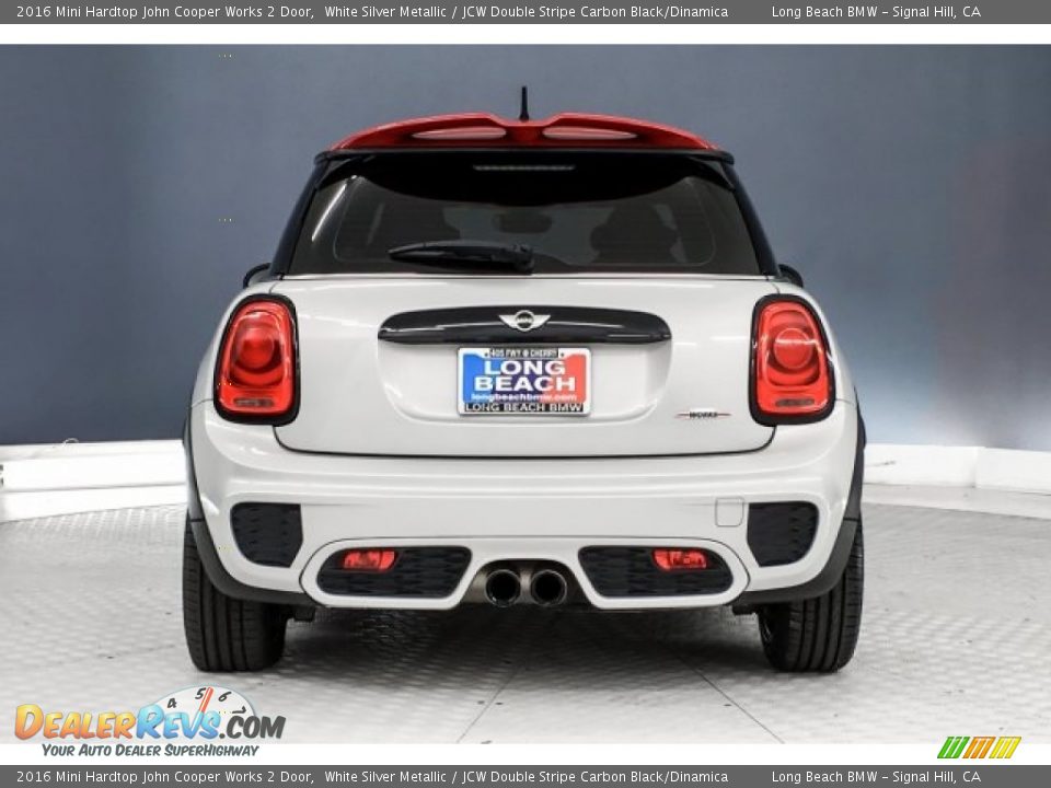 2016 Mini Hardtop John Cooper Works 2 Door White Silver Metallic / JCW Double Stripe Carbon Black/Dinamica Photo #3