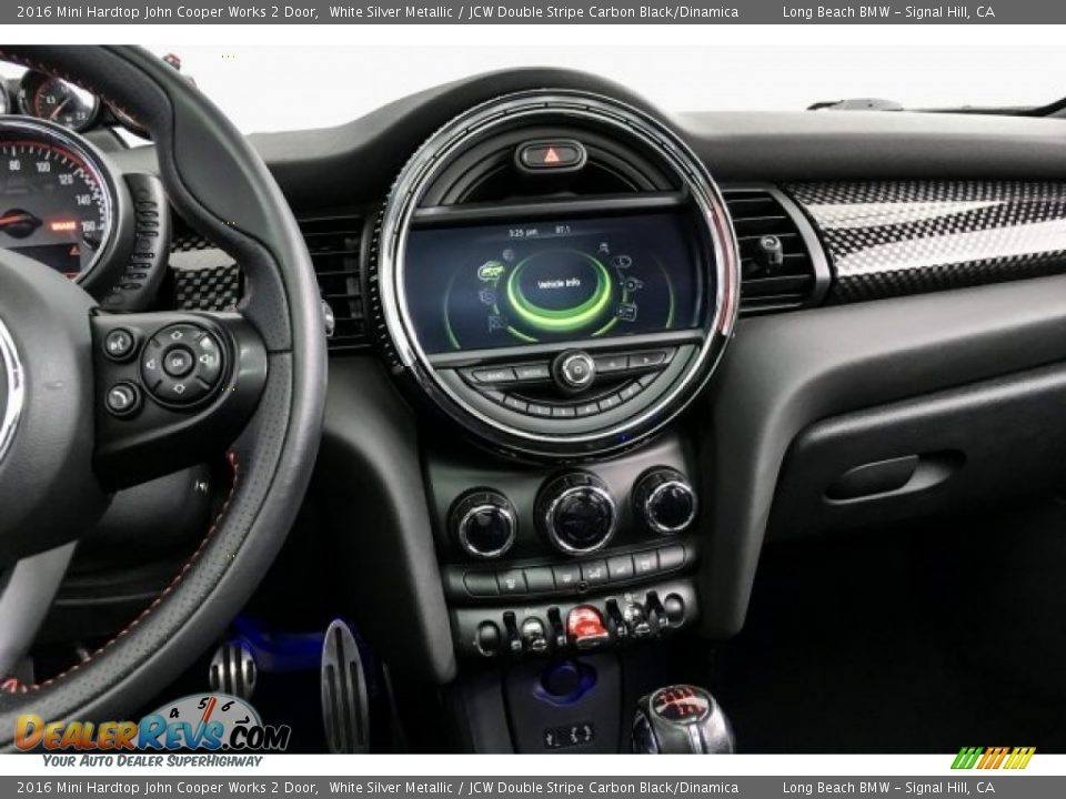 2016 Mini Hardtop John Cooper Works 2 Door White Silver Metallic / JCW Double Stripe Carbon Black/Dinamica Photo #5