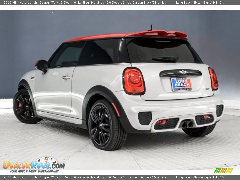 2016 Mini Hardtop John Cooper Works 2 Door White Silver Metallic / JCW Double Stripe Carbon Black/Dinamica Photo #10