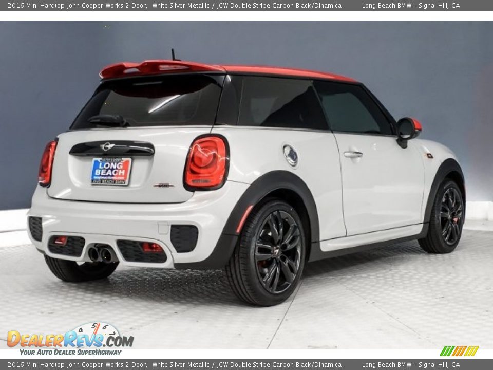 2016 Mini Hardtop John Cooper Works 2 Door White Silver Metallic / JCW Double Stripe Carbon Black/Dinamica Photo #17