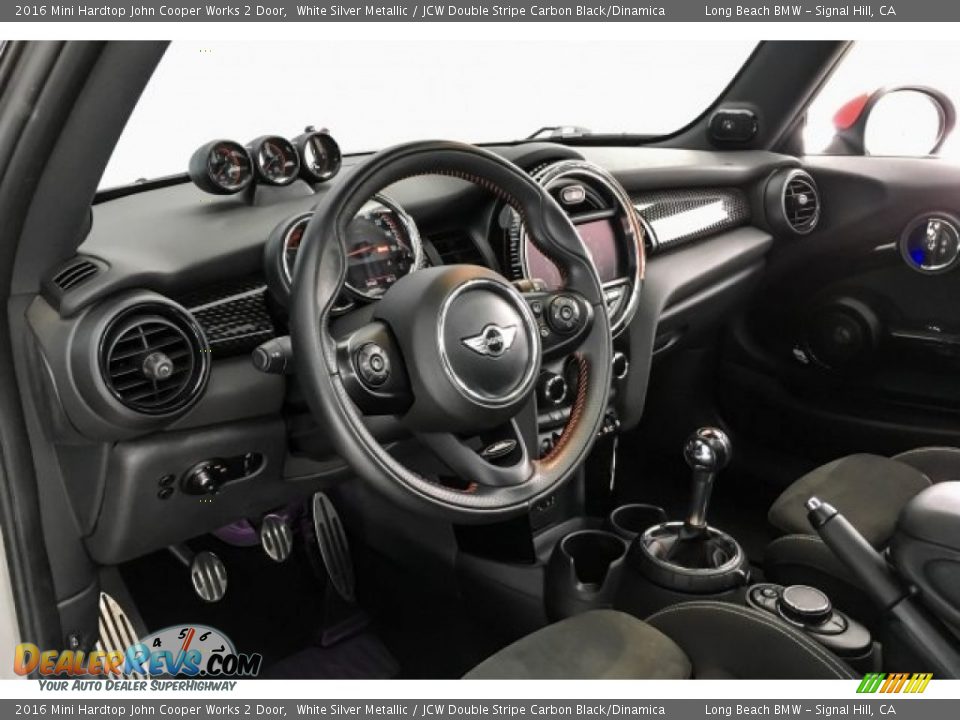 2016 Mini Hardtop John Cooper Works 2 Door White Silver Metallic / JCW Double Stripe Carbon Black/Dinamica Photo #18