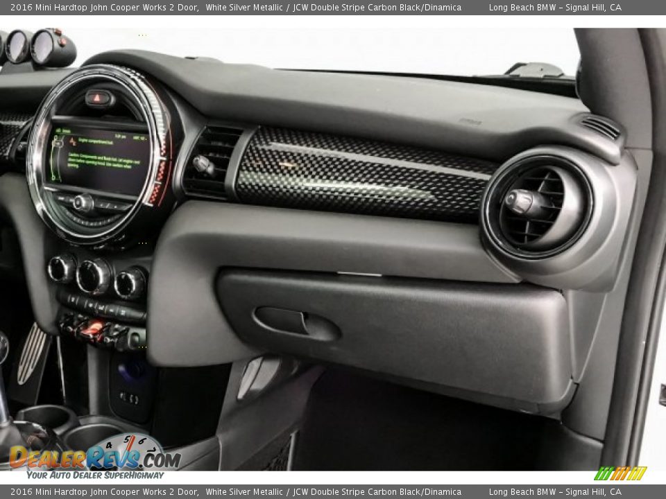 2016 Mini Hardtop John Cooper Works 2 Door White Silver Metallic / JCW Double Stripe Carbon Black/Dinamica Photo #28