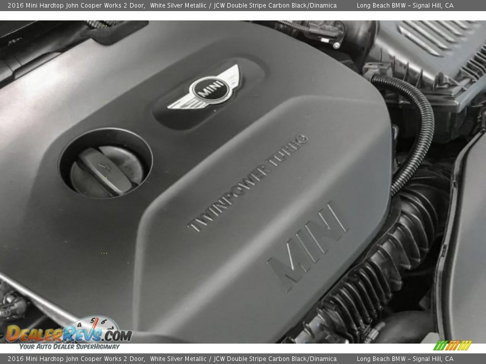 2016 Mini Hardtop John Cooper Works 2 Door White Silver Metallic / JCW Double Stripe Carbon Black/Dinamica Photo #31