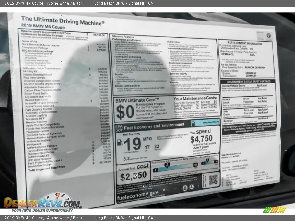 2019 BMW M4 Coupe Window Sticker Photo #10