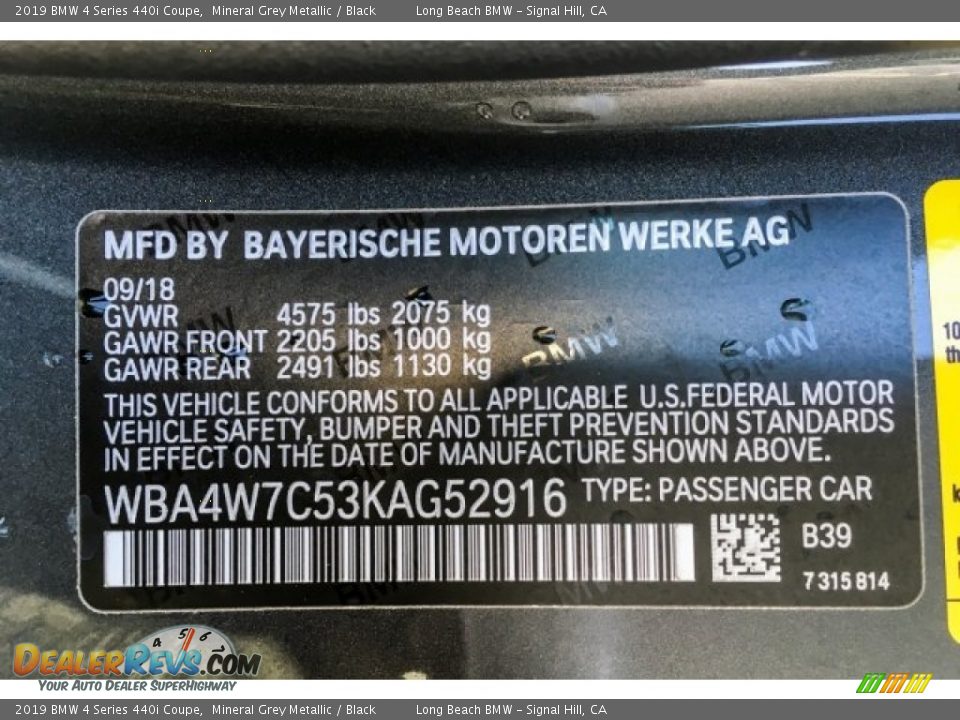 2019 BMW 4 Series 440i Coupe Mineral Grey Metallic / Black Photo #11