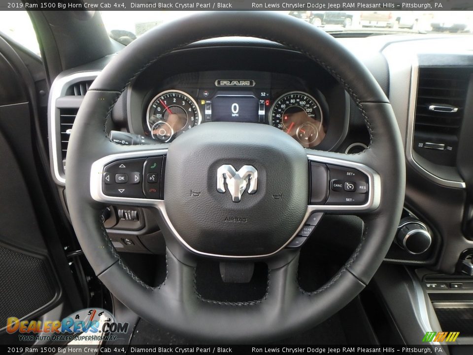2019 Ram 1500 Big Horn Crew Cab 4x4 Diamond Black Crystal Pearl / Black Photo #19