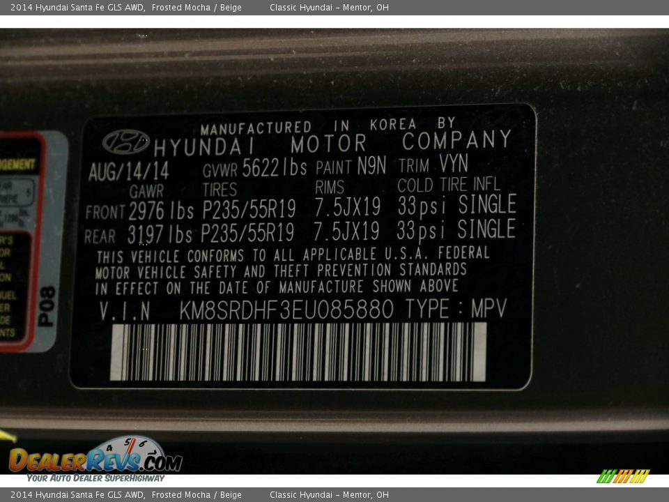 2014 Hyundai Santa Fe GLS AWD Frosted Mocha / Beige Photo #22