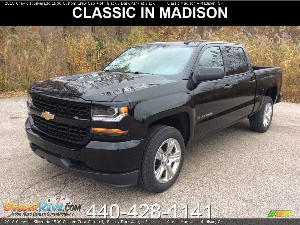 2018 Chevrolet Silverado 1500 Custom Crew Cab 4x4 Black / Dark Ash/Jet Black Photo #1