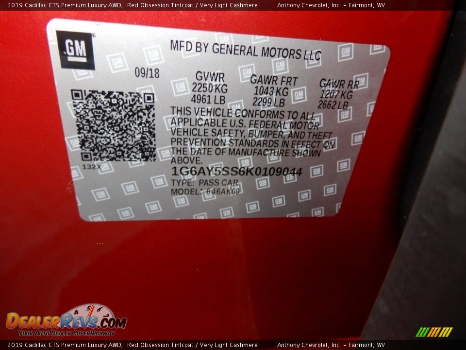 2019 Cadillac CTS Premium Luxury AWD Red Obsession Tintcoat / Very Light Cashmere Photo #14