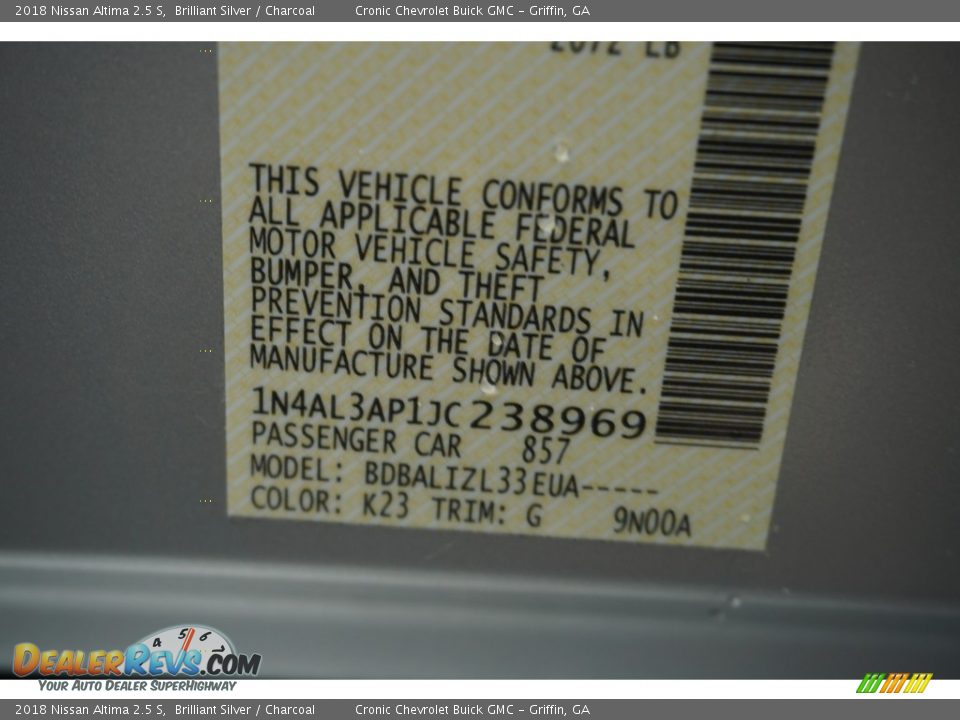 2018 Nissan Altima 2.5 S Brilliant Silver / Charcoal Photo #18