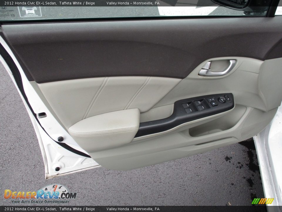 2012 Honda Civic EX-L Sedan Taffeta White / Beige Photo #10
