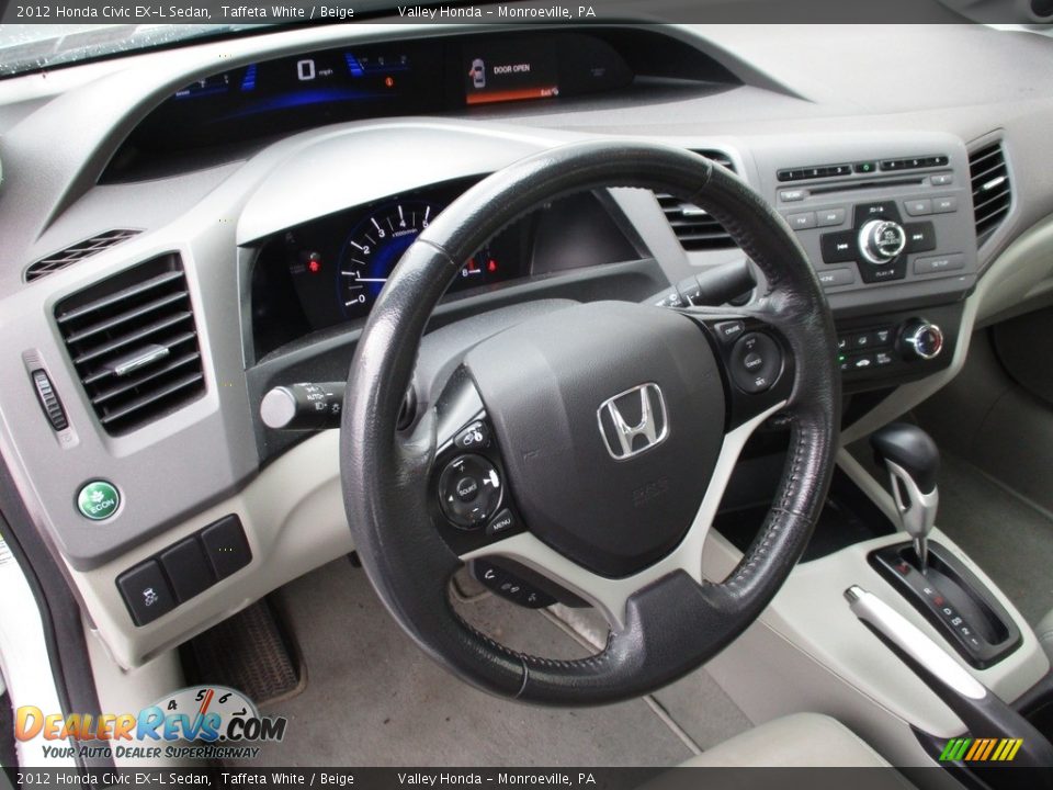 2012 Honda Civic EX-L Sedan Taffeta White / Beige Photo #14