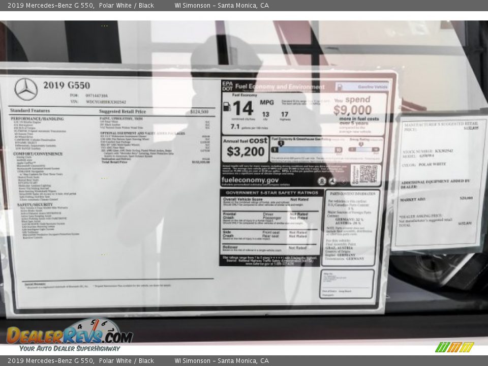 2019 Mercedes-Benz G 550 Window Sticker Photo #21