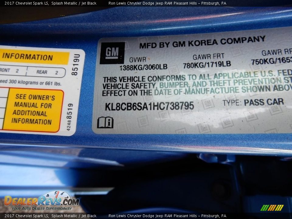 2017 Chevrolet Spark LS Splash Metallic / Jet Black Photo #15