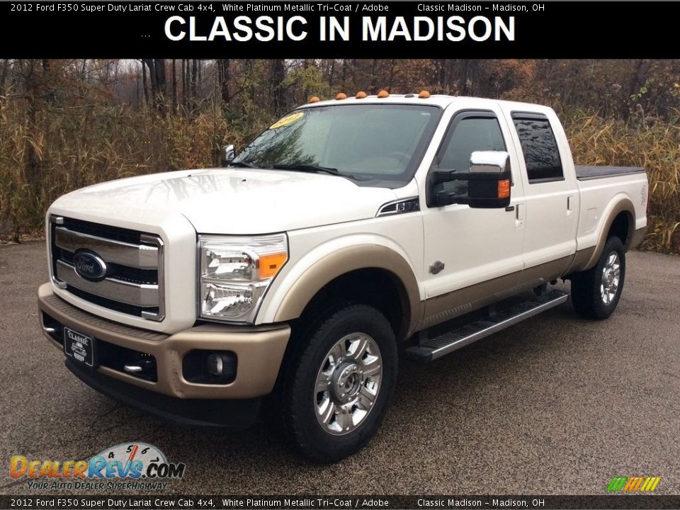 2012 Ford F350 Super Duty Lariat Crew Cab 4x4 White Platinum Metallic Tri-Coat / Adobe Photo #1