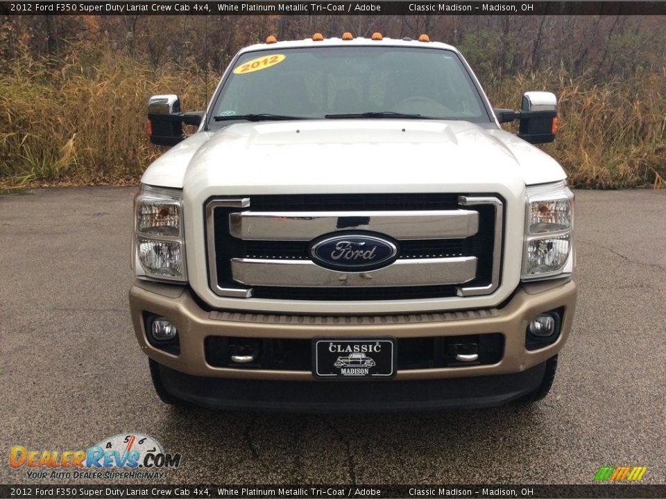 2012 Ford F350 Super Duty Lariat Crew Cab 4x4 White Platinum Metallic Tri-Coat / Adobe Photo #2