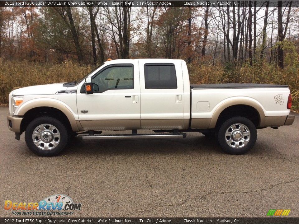 2012 Ford F350 Super Duty Lariat Crew Cab 4x4 White Platinum Metallic Tri-Coat / Adobe Photo #3