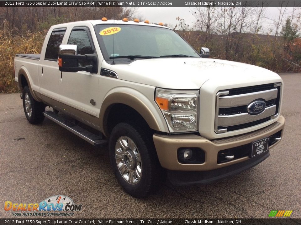 2012 Ford F350 Super Duty Lariat Crew Cab 4x4 White Platinum Metallic Tri-Coat / Adobe Photo #9
