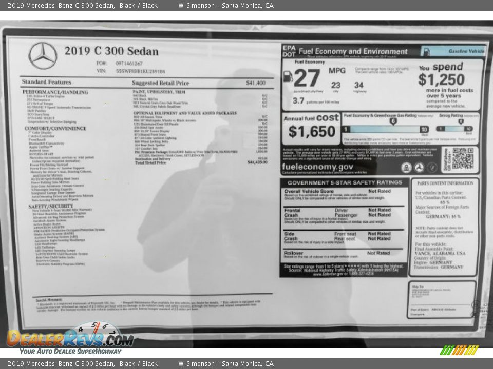 2019 Mercedes-Benz C 300 Sedan Black / Black Photo #10