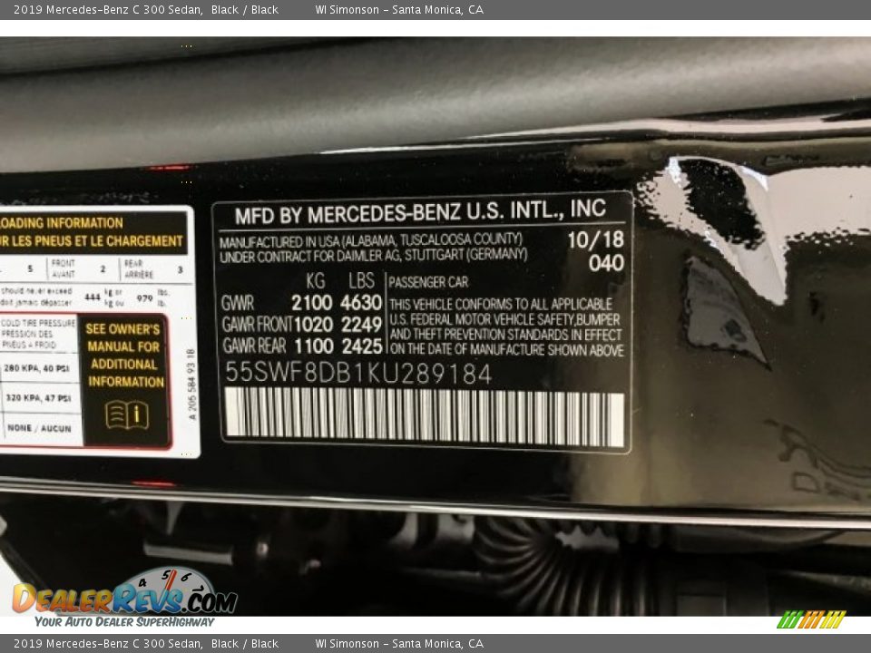 2019 Mercedes-Benz C 300 Sedan Black / Black Photo #11