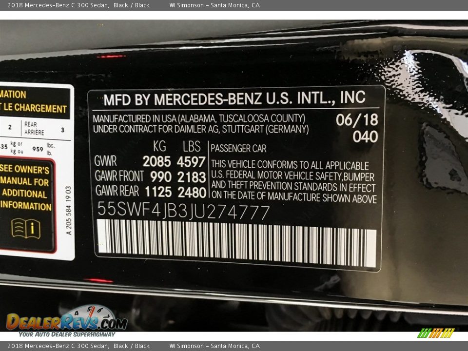 2018 Mercedes-Benz C 300 Sedan Black / Black Photo #11