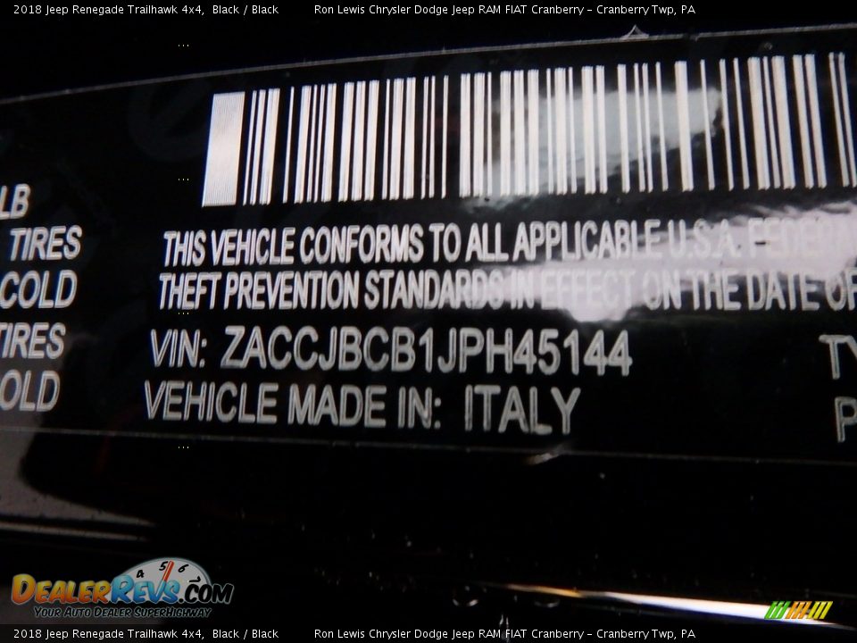 2018 Jeep Renegade Trailhawk 4x4 Black / Black Photo #15