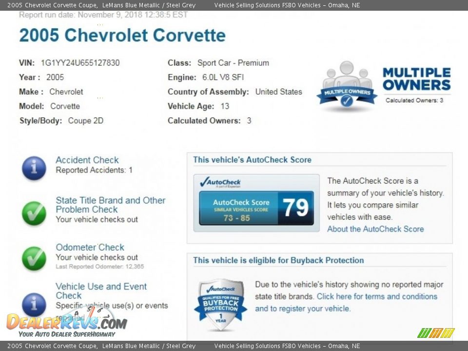 2005 Chevrolet Corvette Coupe LeMans Blue Metallic / Steel Grey Photo #2