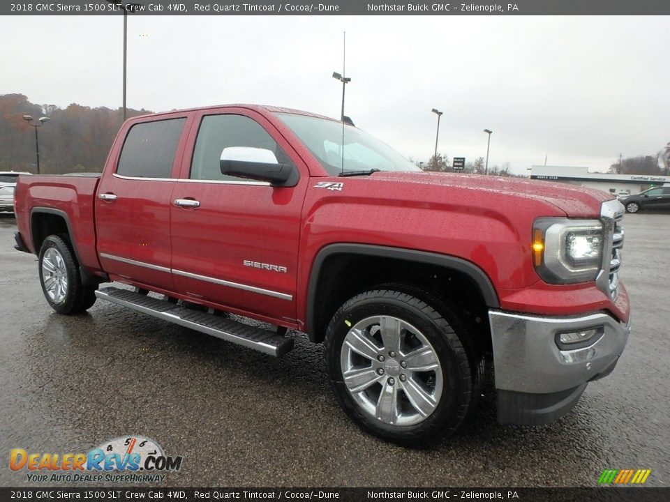 2018 GMC Sierra 1500 SLT Crew Cab 4WD Red Quartz Tintcoat / Cocoa/­Dune Photo #3