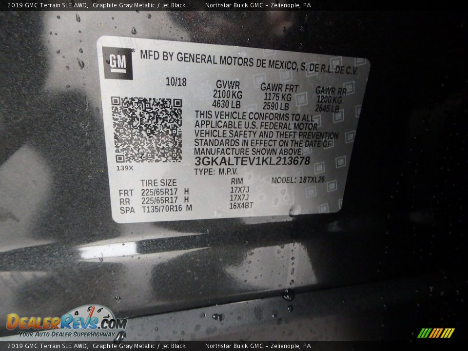 2019 GMC Terrain SLE AWD Graphite Gray Metallic / Jet Black Photo #16