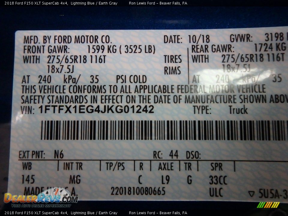 2018 Ford F150 XLT SuperCab 4x4 Lightning Blue / Earth Gray Photo #11