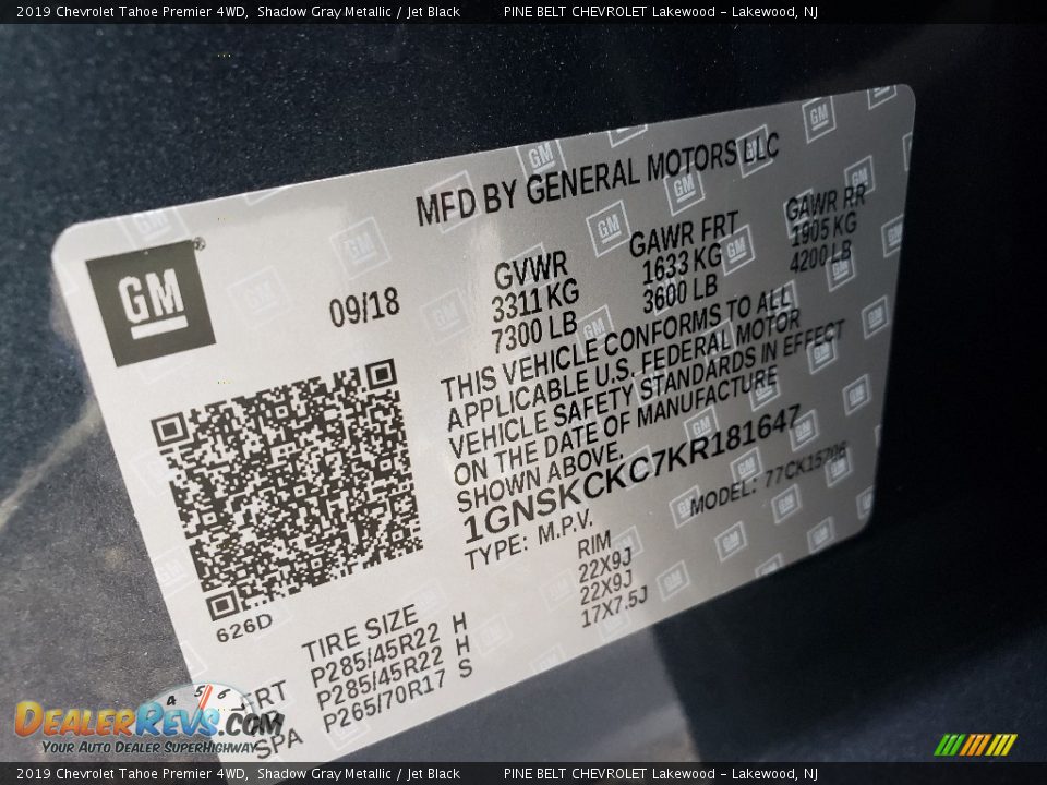 2019 Chevrolet Tahoe Premier 4WD Shadow Gray Metallic / Jet Black Photo #9