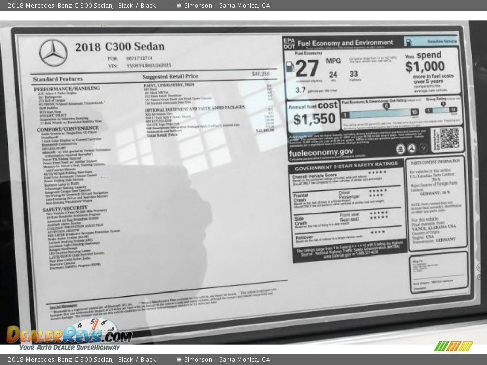 2018 Mercedes-Benz C 300 Sedan Black / Black Photo #10
