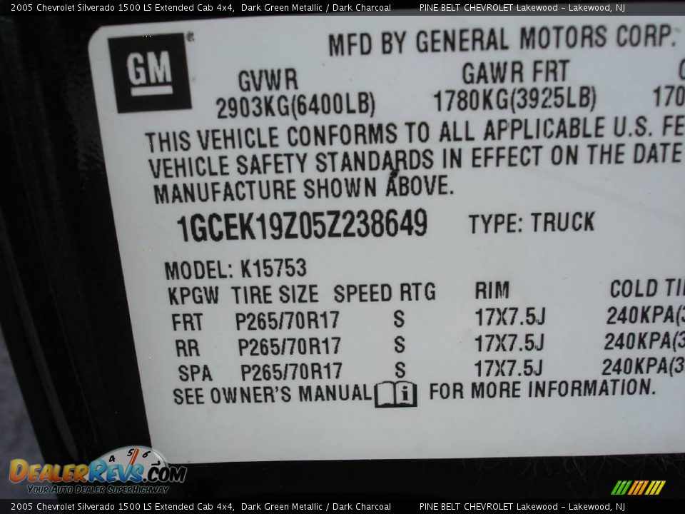 2005 Chevrolet Silverado 1500 LS Extended Cab 4x4 Dark Green Metallic / Dark Charcoal Photo #15
