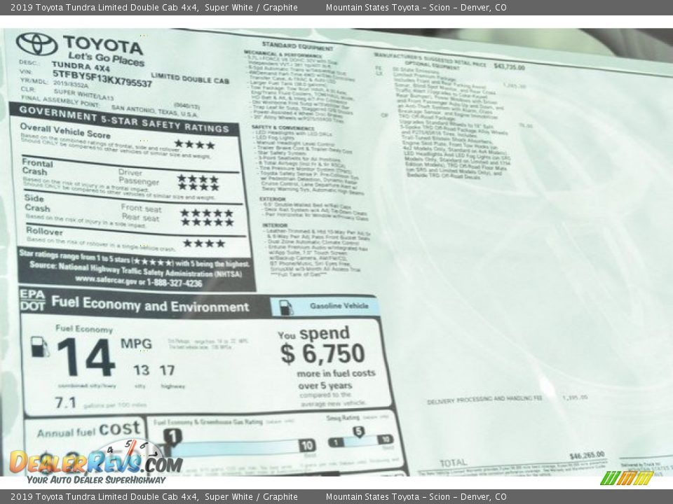 2019 Toyota Tundra Limited Double Cab 4x4 Super White / Graphite Photo #36