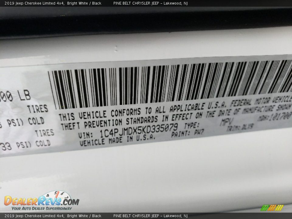 2019 Jeep Cherokee Limited 4x4 Bright White / Black Photo #9