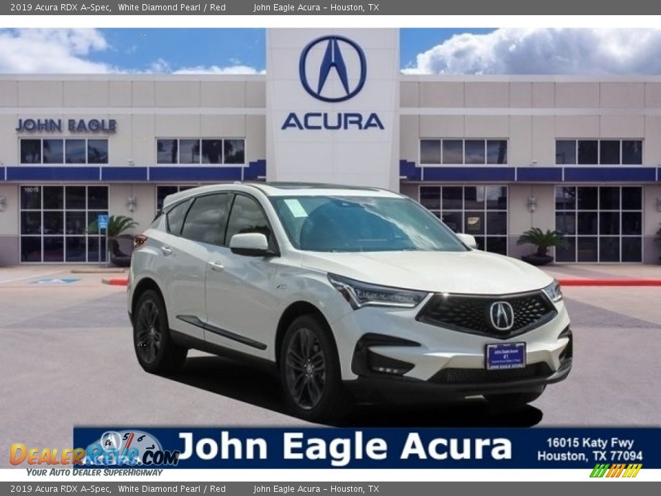 2019 Acura RDX A-Spec White Diamond Pearl / Red Photo #1