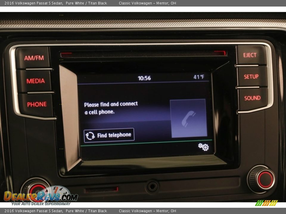 2016 Volkswagen Passat S Sedan Pure White / Titan Black Photo #10
