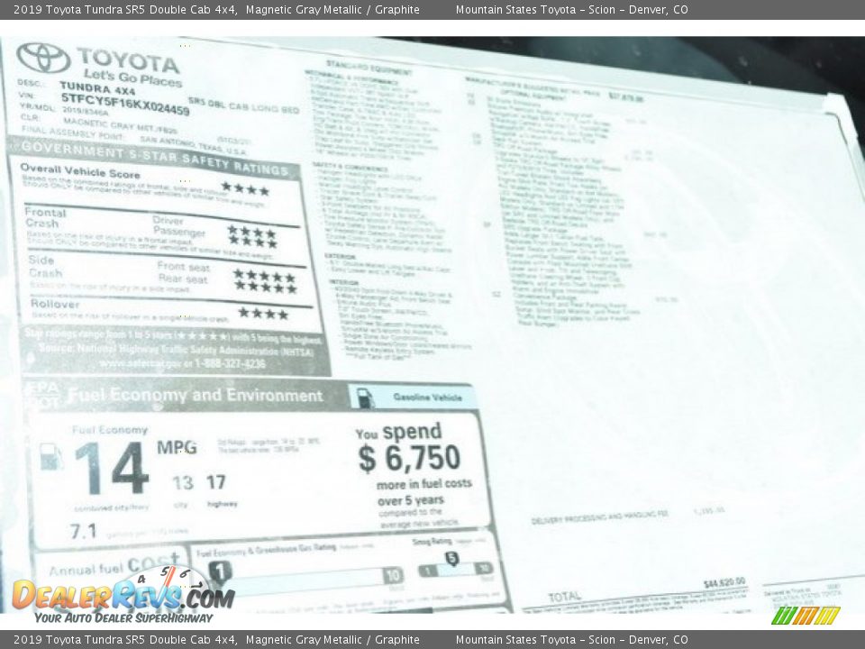 2019 Toyota Tundra SR5 Double Cab 4x4 Magnetic Gray Metallic / Graphite Photo #36