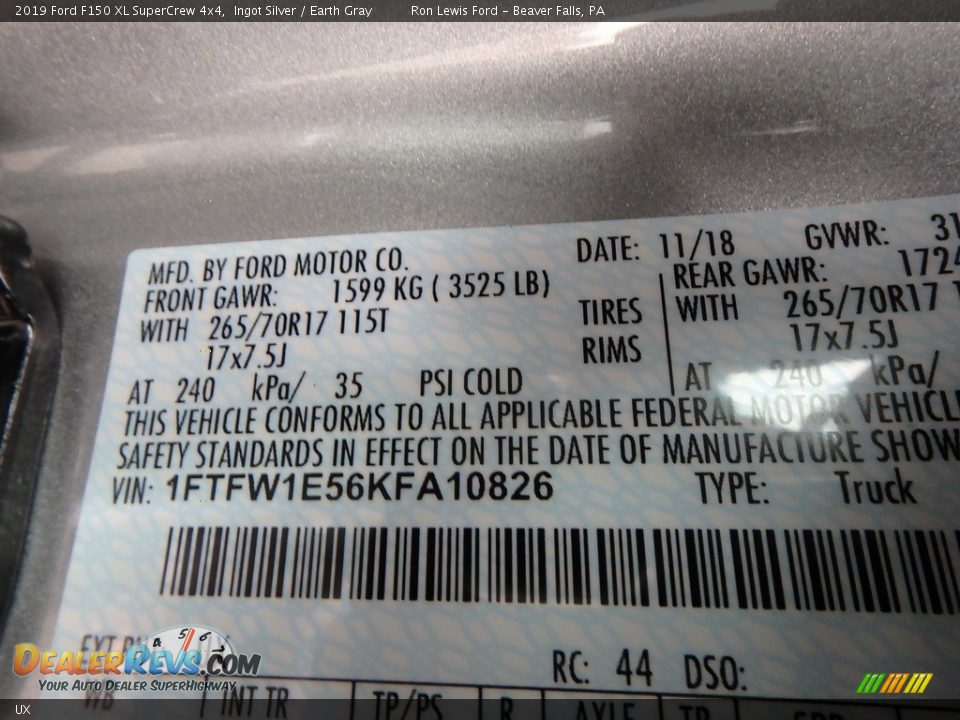 Ford Color Code UX Ingot Silver