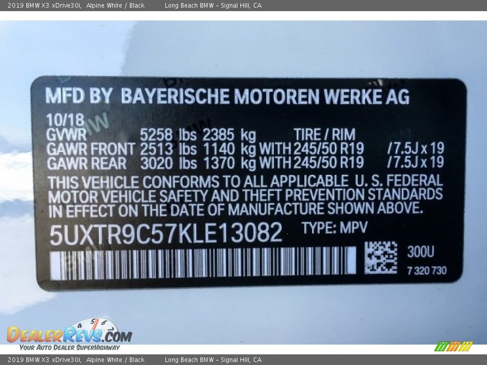 2019 BMW X3 xDrive30i Alpine White / Black Photo #11
