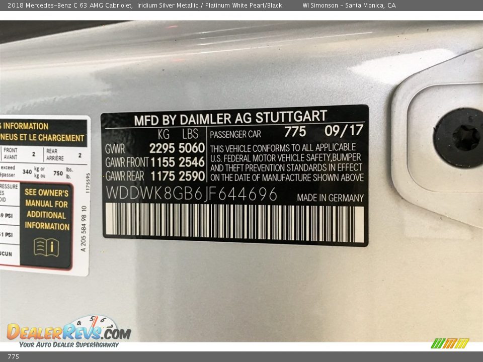 Mercedes-Benz Color Code 775 Iridium Silver Metallic