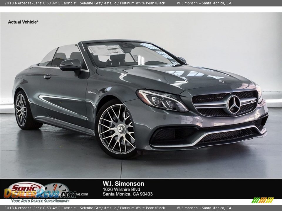 2018 Mercedes-Benz C 63 AMG Cabriolet Selenite Grey Metallic / Platinum White Pearl/Black Photo #1