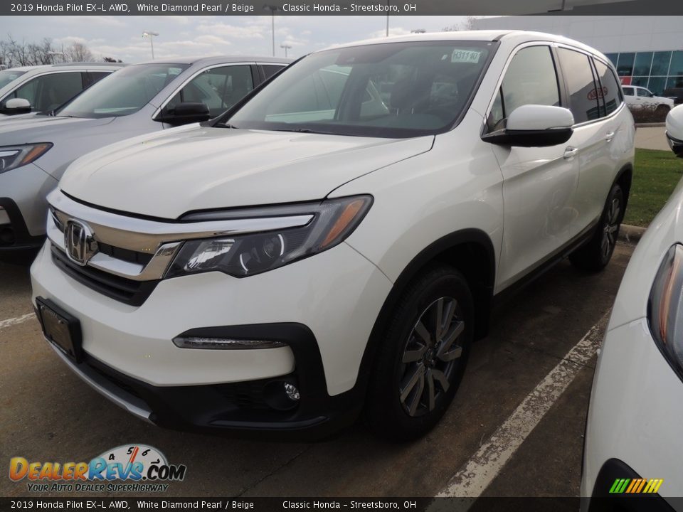 2019 Honda Pilot EX-L AWD White Diamond Pearl / Beige Photo #1