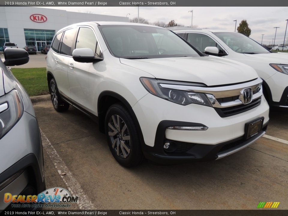 2019 Honda Pilot EX-L AWD White Diamond Pearl / Beige Photo #3