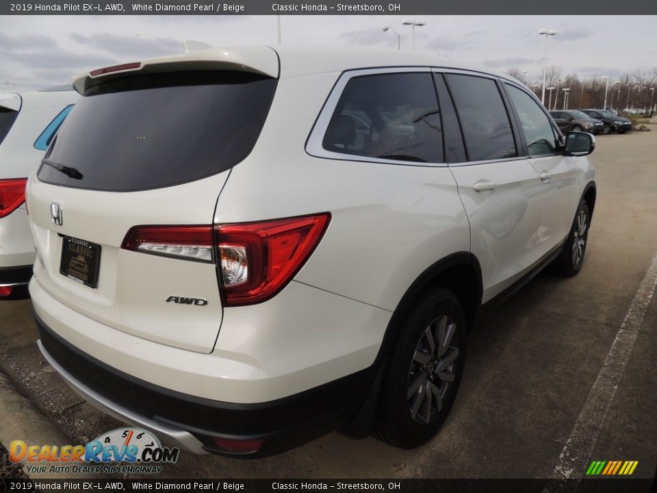 2019 Honda Pilot EX-L AWD White Diamond Pearl / Beige Photo #4