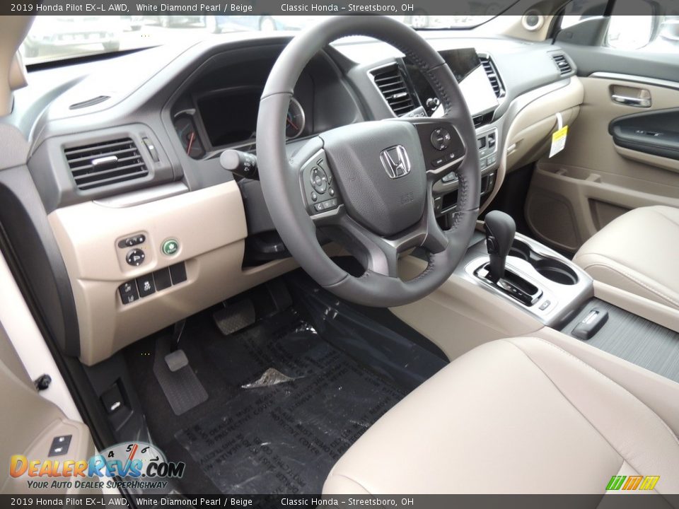 2019 Honda Pilot EX-L AWD White Diamond Pearl / Beige Photo #9