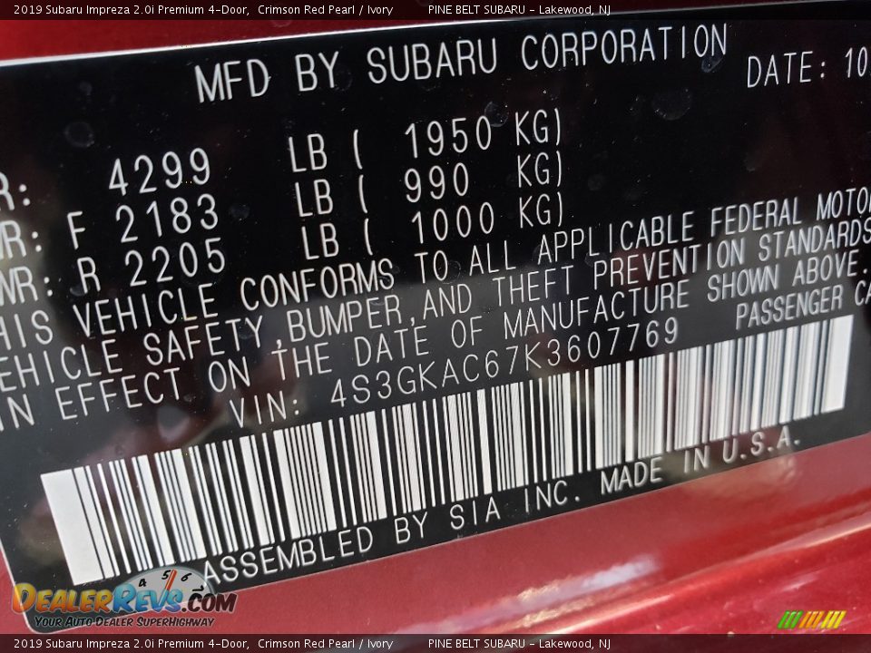 2019 Subaru Impreza 2.0i Premium 4-Door Crimson Red Pearl / Ivory Photo #9