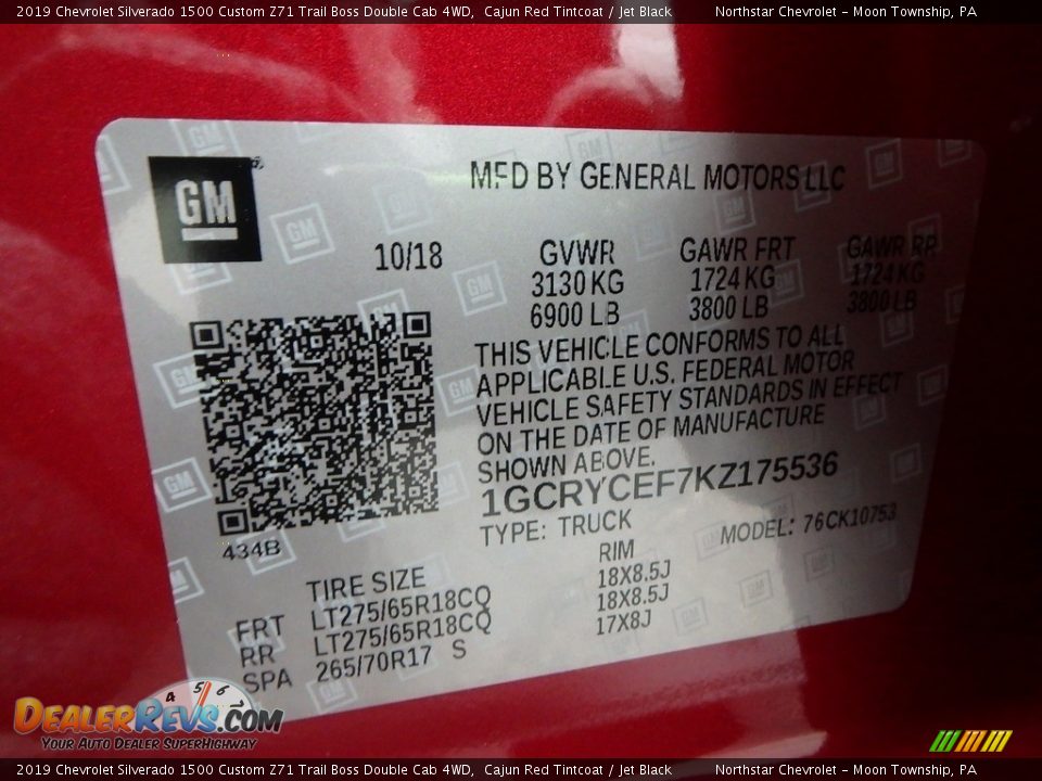 2019 Chevrolet Silverado 1500 Custom Z71 Trail Boss Double Cab 4WD Cajun Red Tintcoat / Jet Black Photo #15